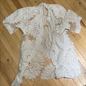 White Lace Kimono Cardigan